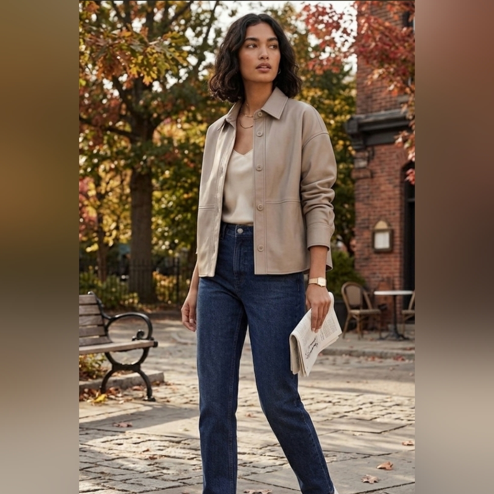 Aritzia Babaton Pelli Vegan Leather Shirt Jacket - Taupe/Beige - Size S